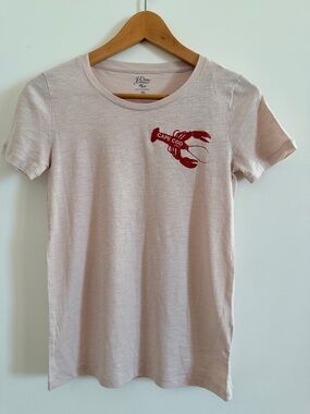 J. Crew Light Pink Tee with Red Lobster Graphic